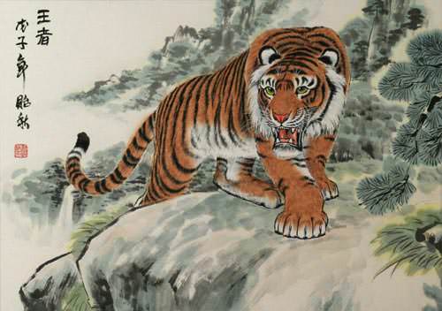 The King - Chinese Tiger Painting - Tigers & Dragons Paintings and Wall