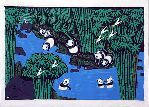 Panda Folk Art Painting - Chinese Artwork