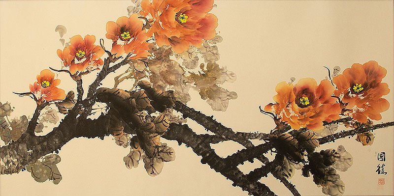 Colorful Peony Flowers Painting - Chinese Artwork