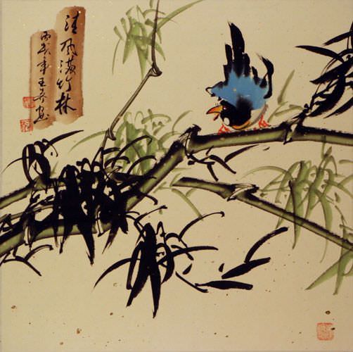 Bamboo and Bird Painting Birds & Flowers Wall Scrolls & Paintings