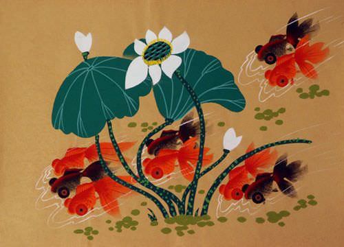 Lucky Gold Fish - Chinese Folk Art Painting - South Chinese Folk Art